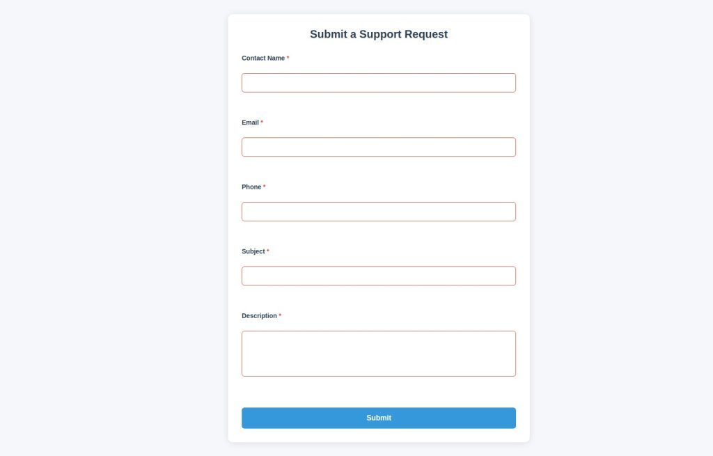 Web to Case form with updated CSS