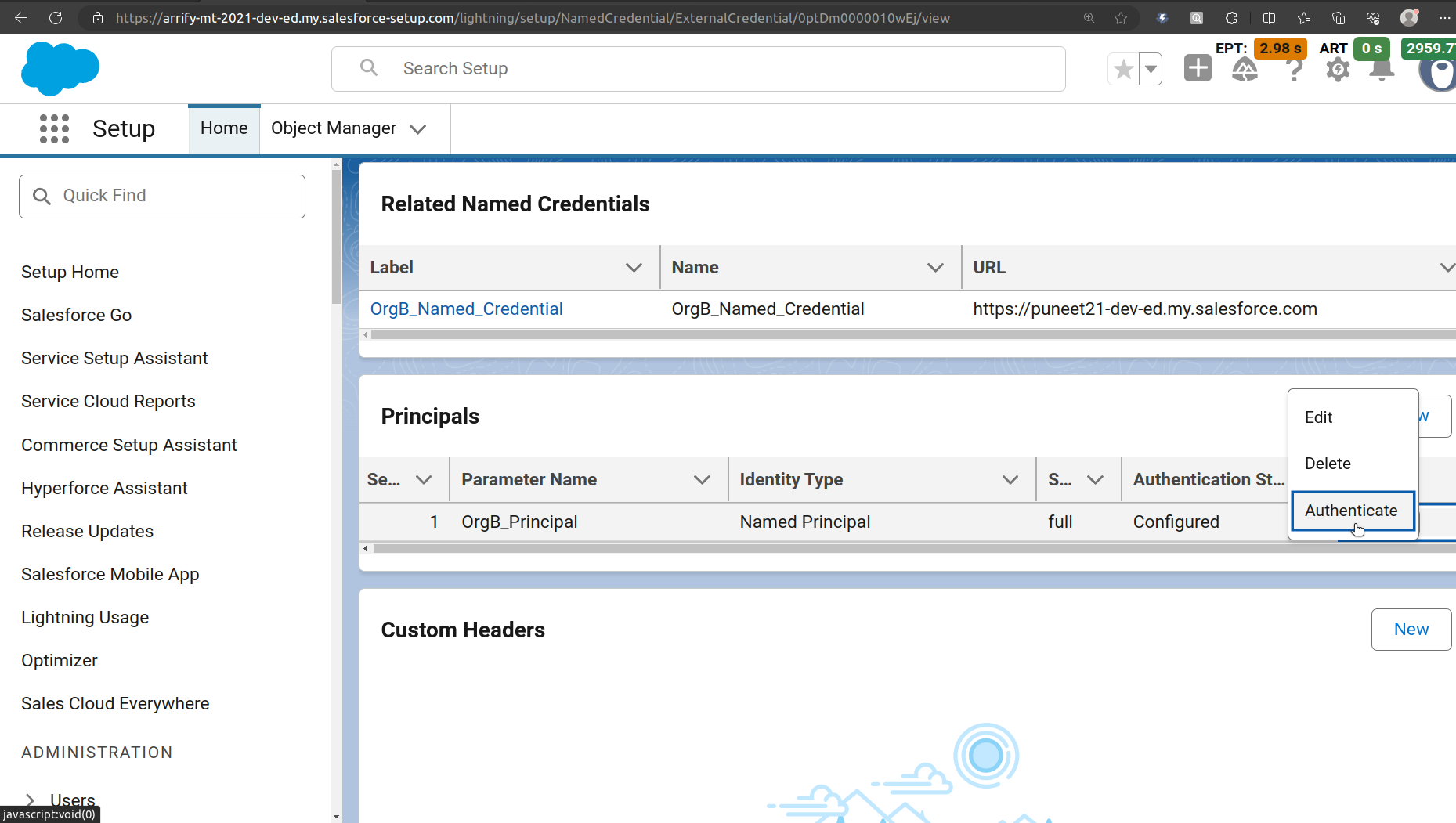 Authenticate Principall