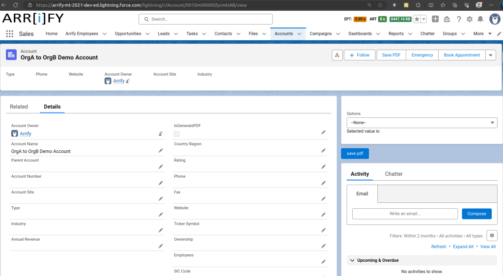 Account created in Org A
