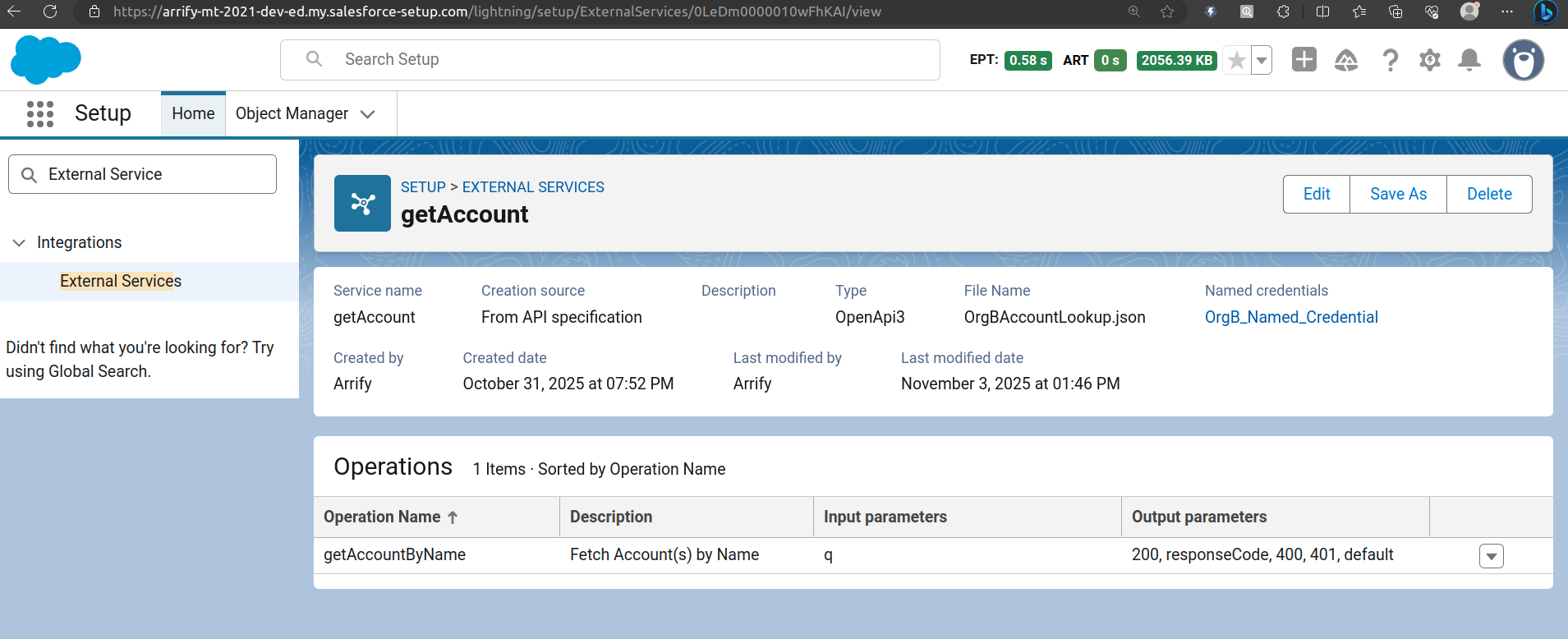 external service created
