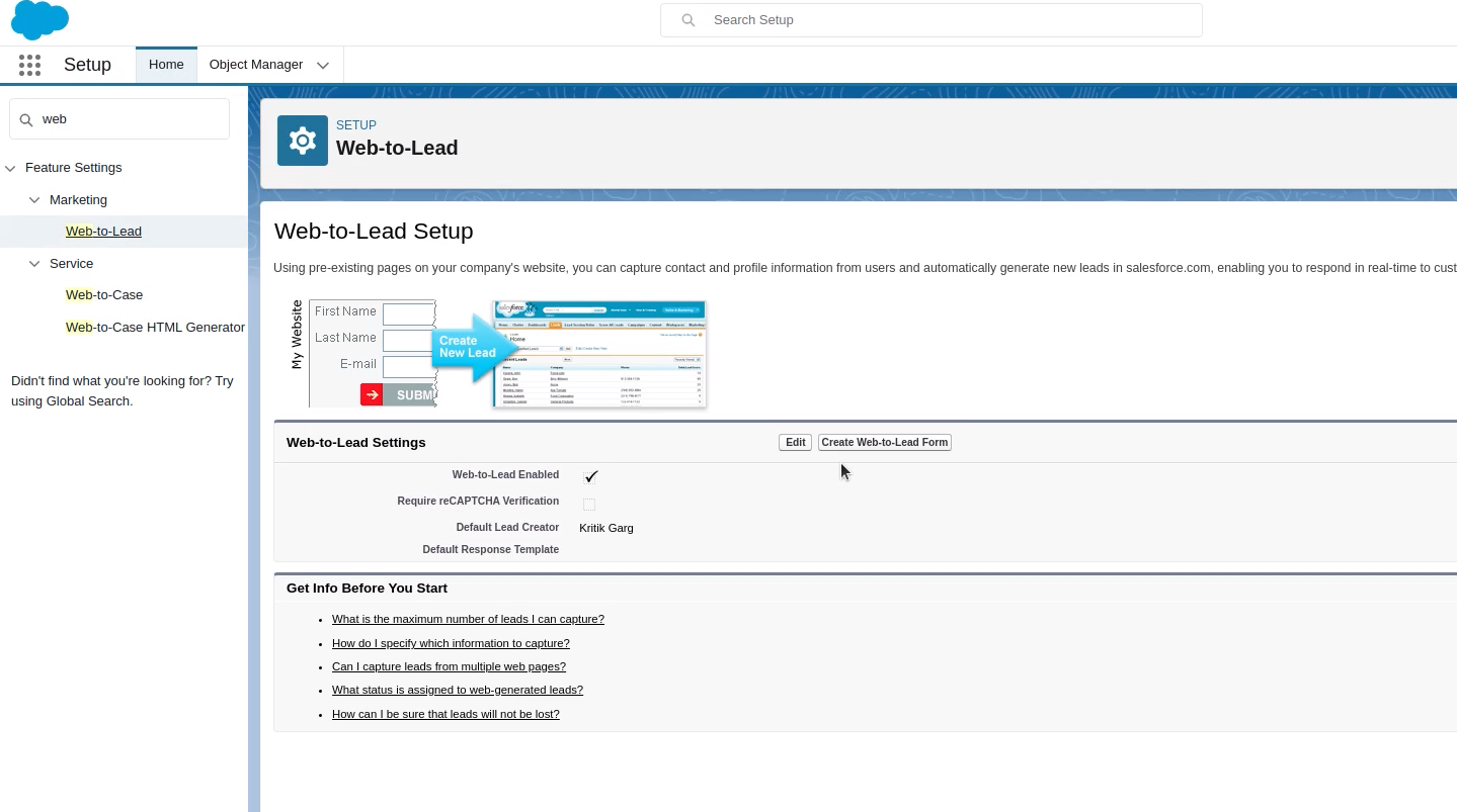 Salesforce Lead Form generation