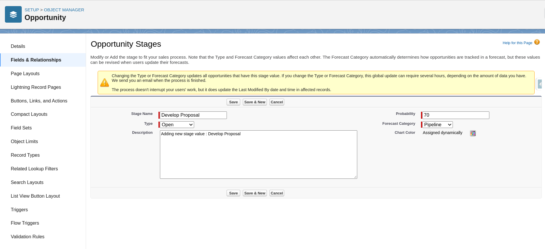 fill details of newStage